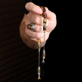 Şeffaf Yapısıyla Kapsül Fosilli Zaza Damla Kehribar Tesbih - 2