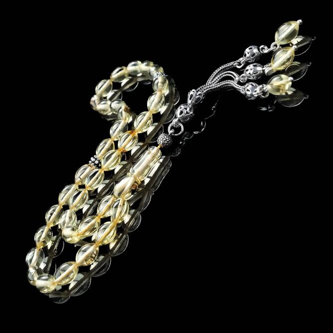 Şeffaf Yapısıyla Özel Renk Damla Kehribar Tesbih - Tesbihcibaba