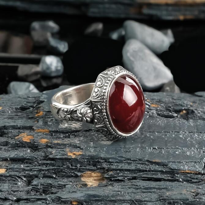 Şehzade Model Osmanlı Kehribar Gümüş Yüzük - Tesbihcibaba