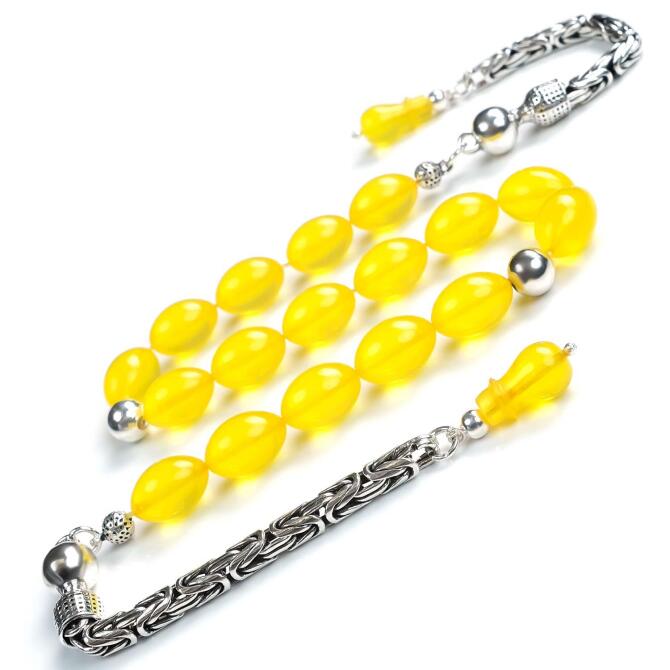 Şeker Sarı Sıkma Kehribar Zaza Tesbih - Tesbihcibaba