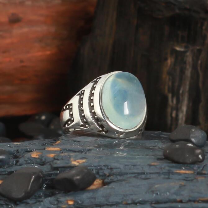 Sertifikalı Blue Topaz Gümüş Yüzük - Tesbihcibaba