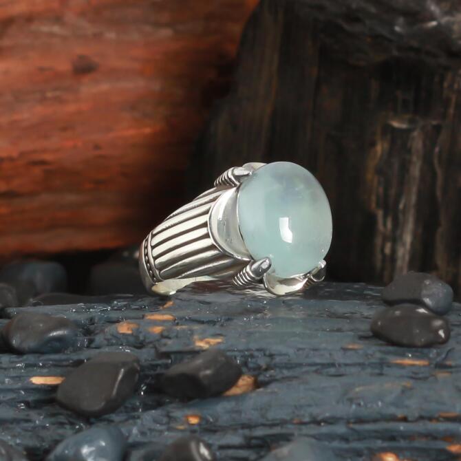 Sertifikalı Pençe Tasarım Blue Topaz Taşı Gümüş Yüzük - Tesbihcibaba