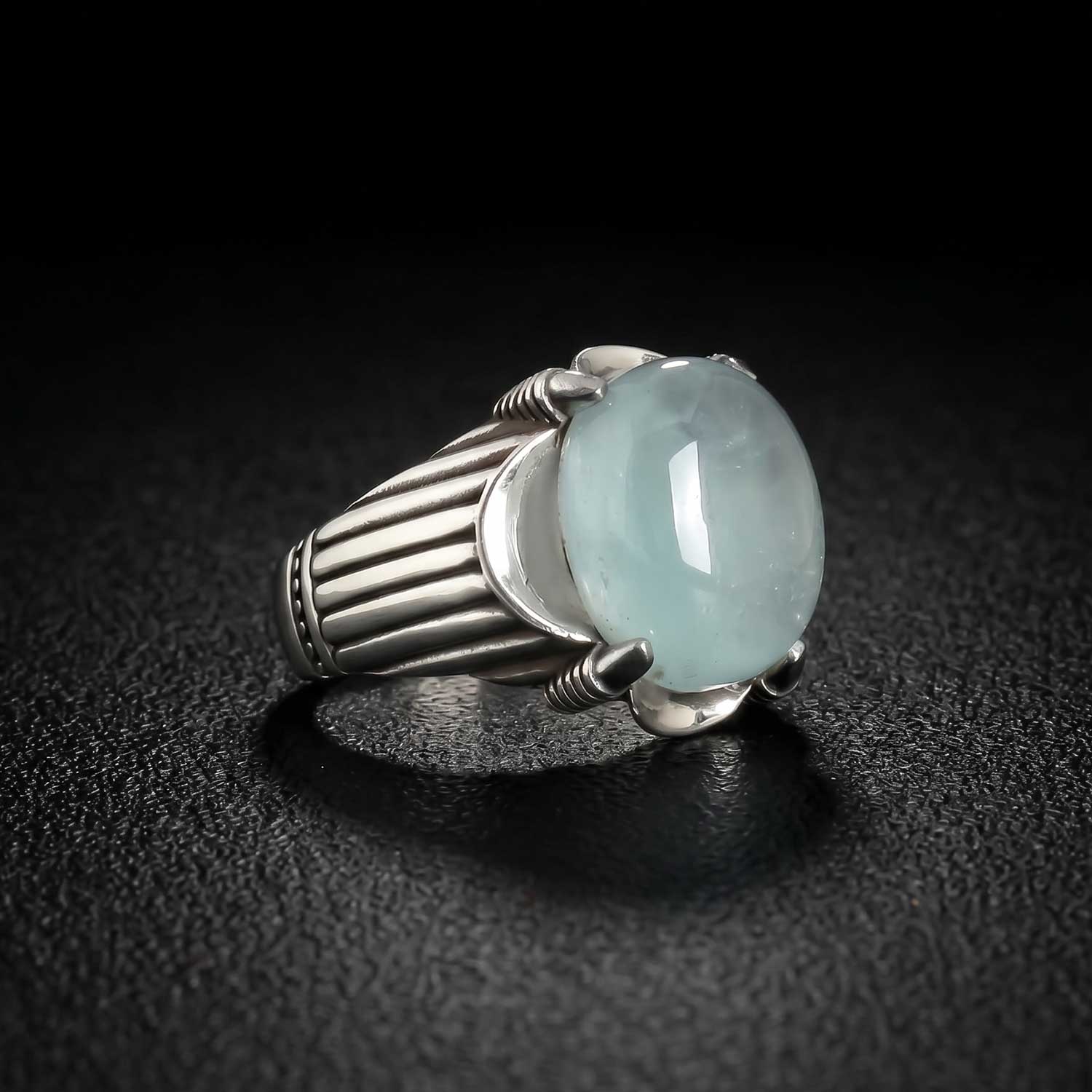 Sertifikalı Pençe Tasarım Blue Topaz Taşı Gümüş Yüzük