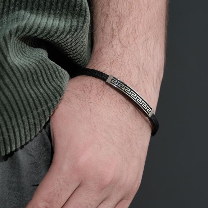 Sezonun Trendi Deri Çelik Bileklik - Tesbihcibaba