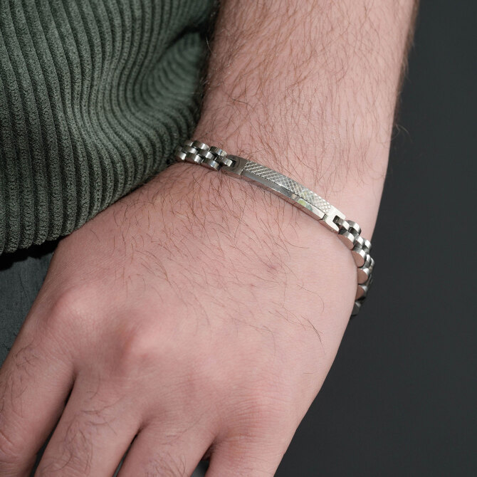 Silver Çizgi İşleme Modelist Tasarım Çelik Bileklik - Tesbihcibaba