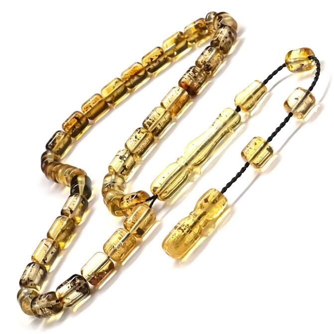 Sistemli Kapsül Kesim Fosil Damla Kehribar Tesbih - Tesbihcibaba