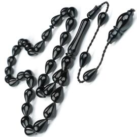 Siyah Altın - Gözyaşı Model Sade Oltu Taşı Tesbih - Tesbihcibaba