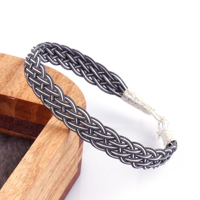 Siyah Beyaz 1000 Ayar Gümüş Kazaz Bileklik - Tesbihcibaba