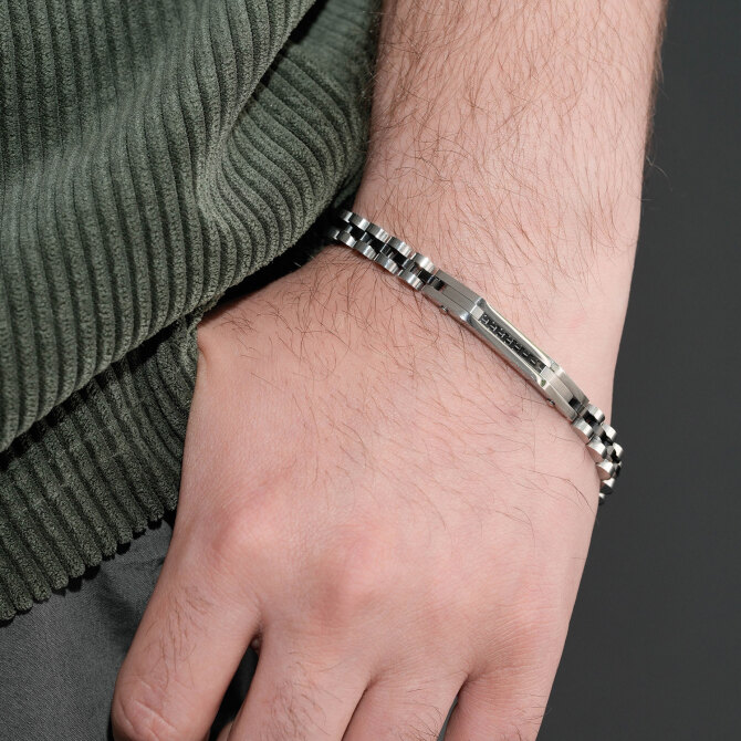 Siyah Çizgi Modelist Tasarım Çelik Bileklik - Tesbihcibaba