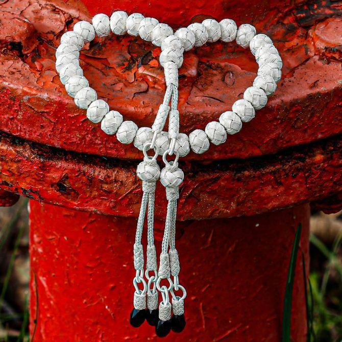 Siyah Taşlı El Örmesi Kazaziye Tesbih - Tesbihcibaba