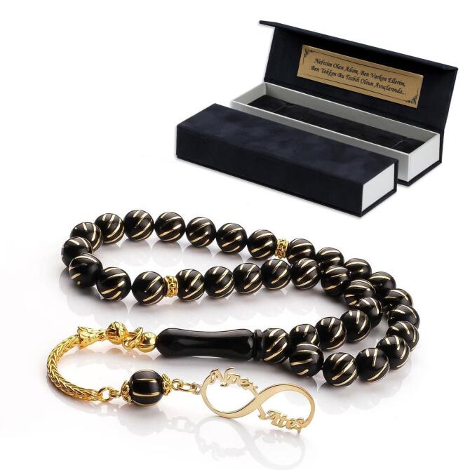 Sonsuz Aşk-İsme Özel Oltu Taşı Tesbih - Tesbihcibaba