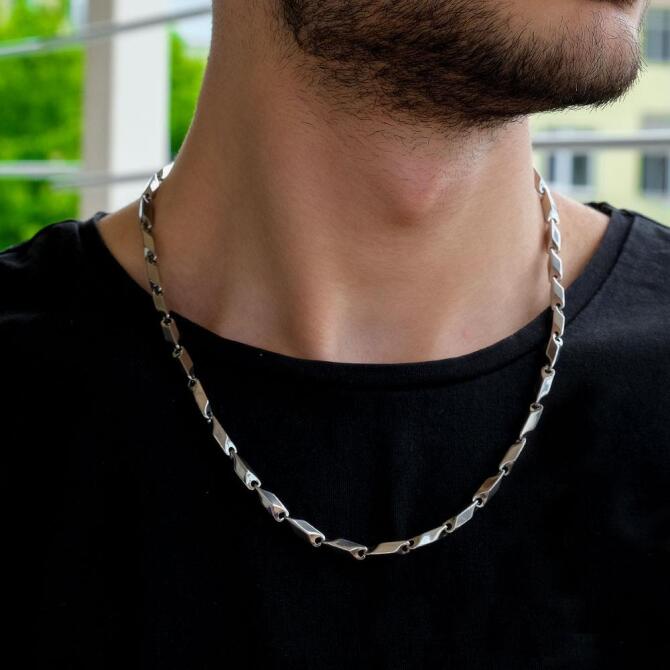 Spor Kesim 55 Cm Paslanmaz Çelik Erkek Kolye - Tesbihcibaba