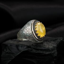 Stone Kasa Damla Kehribar Yüzük - Tesbihcibaba