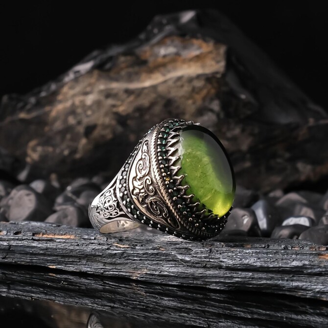 Sultan Karayip Drop Amber 925 K Silver Ring