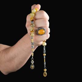 Tamamen Doğal Yapısıyla Kaya Damla Kehribar Zaza Tesbih - 2