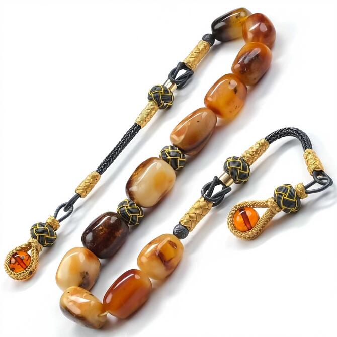 Tamamen Doğal Yapısıyla Kazaz Damla Kehribar Zaza Tesbih - Tesbihcibaba