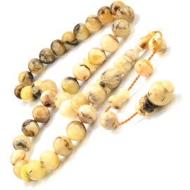 Tamamen Doğal Yapısıyla Misket Kaya Damla Kehribar Tesbih - 2