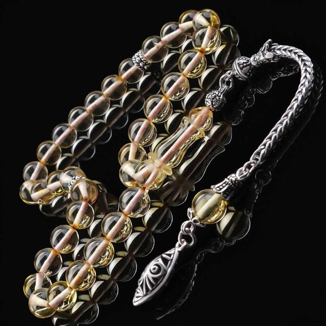 Tamamen Şeffaf Yapıda Mini Misket Damla Kehribar Tesbih - Tesbihcibaba