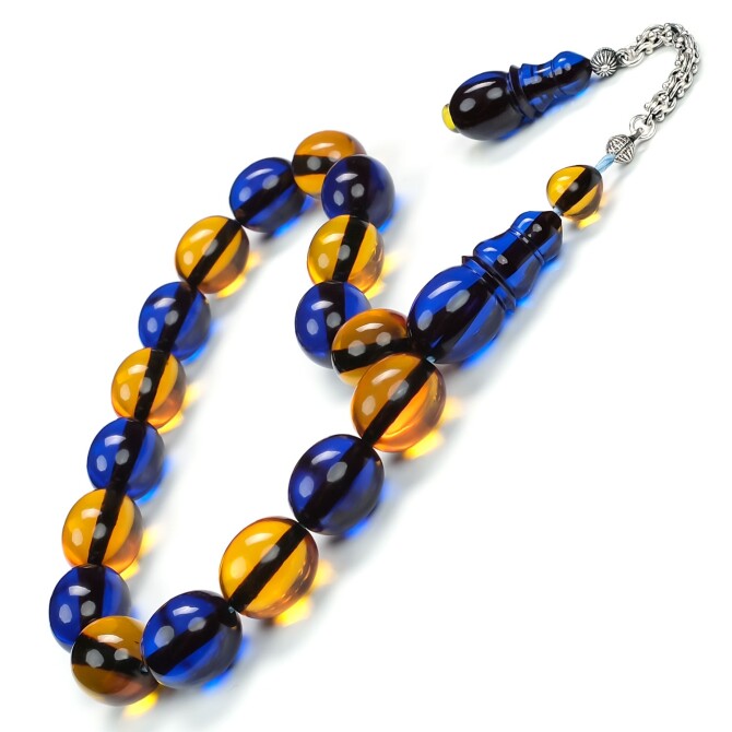 Tarafını Seç Maskot Sarı Lacivert Sıkma Kehribar Tesbih - Tesbihcibaba