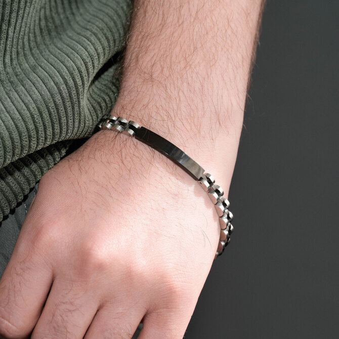 Tarzını Yansıt-Black Silver Paslanmaz Çelik Bileklik - Tesbihcibaba