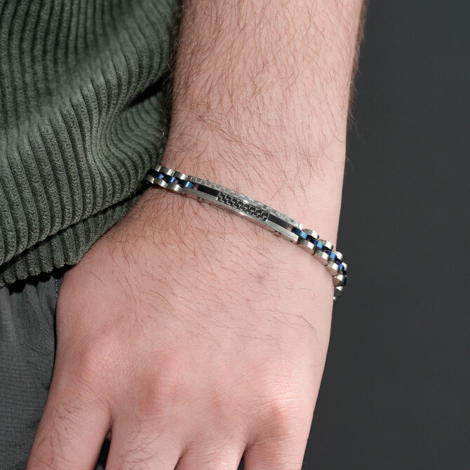 Tarzını Yansıt-Blue-Silver Paslanmaz Çelik Bileklik - Tesbihcibaba