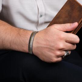 Tarzını Yansıt-Saat Kordonu Model Gold Çizgi Çelik Bileklik - 2