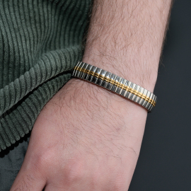 Tarzını Yansıt-Saat Kordonu Model Gold Çizgi Çelik Bileklik - 1