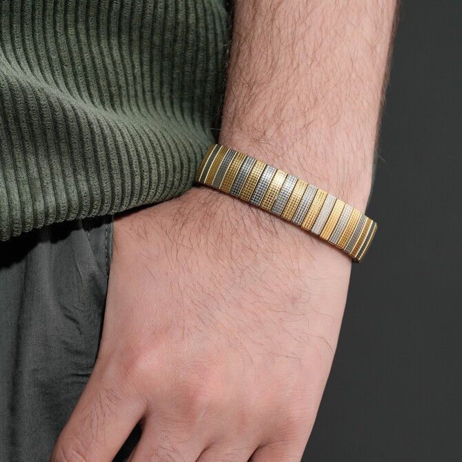 Tarzını Yansıt-Saat Kordonu Model Silver-Gold Çelik Bileklik - Tesbihcibaba