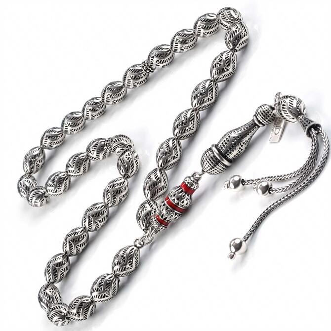 Telkari Çeşmi Model 925 Ayar Gümüş Tesbih - Tesbihcibaba