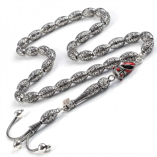 Telkari Örme Model 925 Ayar Gümüş Tesbih - Tesbihcibaba