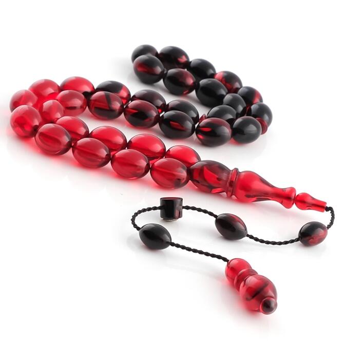 Baba Atölyeden Gece Kızılı Ateş Kehribarı Tesbih - Tesbihcibaba