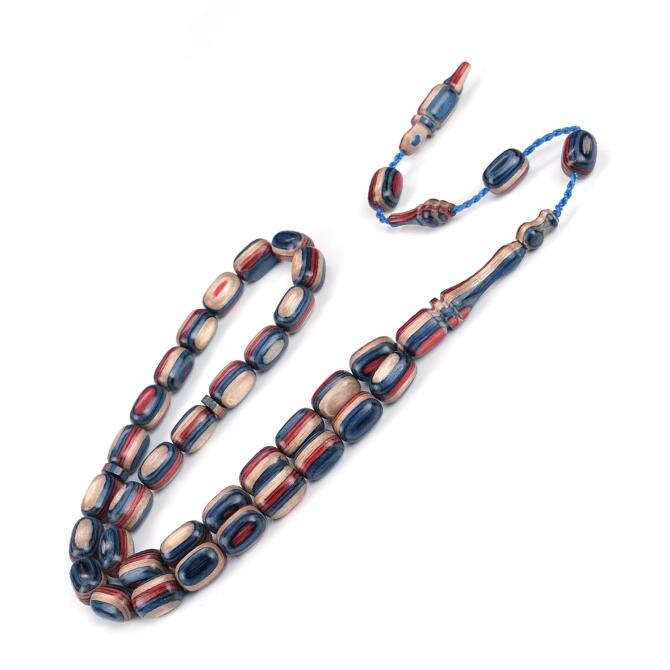 Baba Atölyeden Kafur Ağacı Red Stone Blue Tesbih - Tesbihcibaba