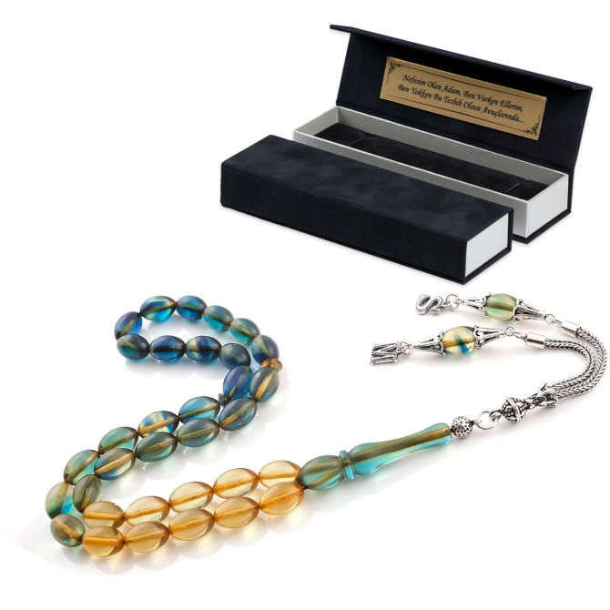 Baba Atölyeden Tarz Harfli Püskül Sıkma Kehribar Tesbih - Tesbihcibaba