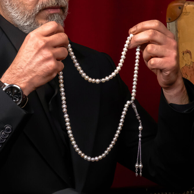 Gümüş Tasarım 99'luk İnci Tesbih - Tesbihcibaba