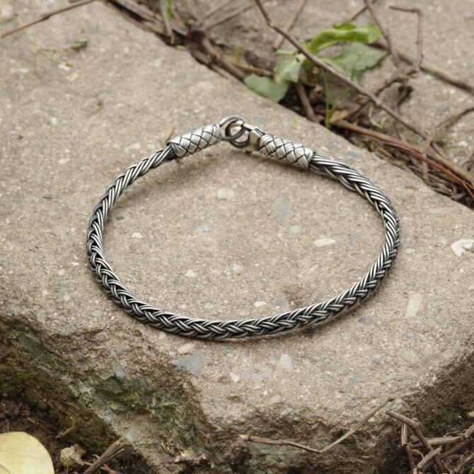 Trabzon İşi El Örmesi Gümüş Kazaz Bileklik - Tesbihcibaba