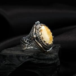 Tiger Kaya Damla Kehribar Yüzük - Tesbihcibaba