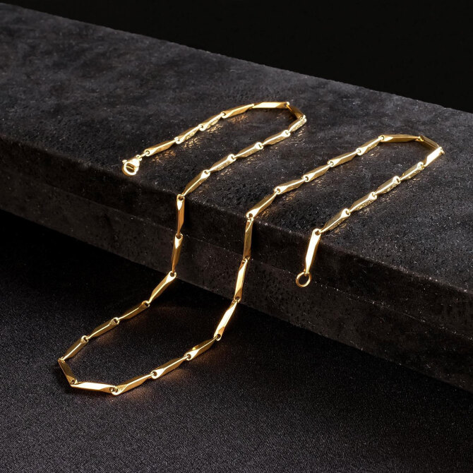 Tilt Kesim Gold Renk Çelik Kolye - Tesbihcibaba