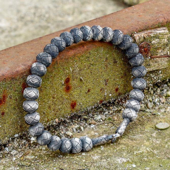 Trabzon İşi Gümüş Kazaz El Örmesi Bileklik - Tesbihcibaba