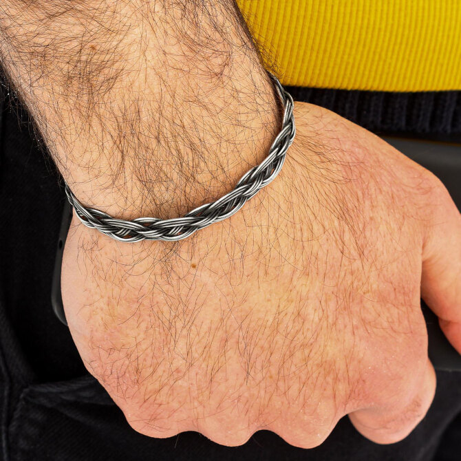 Trabzon Kazaz Örme 1000 Ayar Gümüş Bileklik - Tesbihcibaba