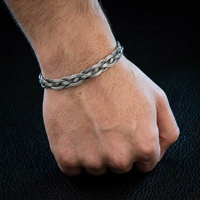Trabzon Kazaz Örme 1000 Ayar Gümüş Bileklik - Tesbihcibaba