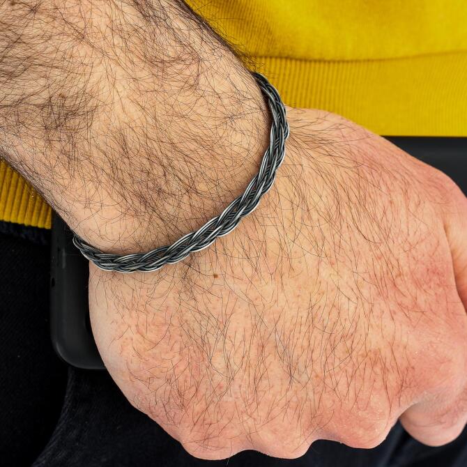 Trabzon Kazaziye Örme 1000 Ayar Gümüş Bileklik - Tesbihcibaba