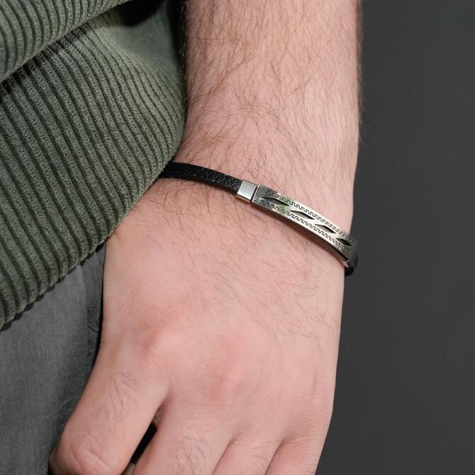 Trend Model Deri Çelik Bileklik - Tesbihcibaba