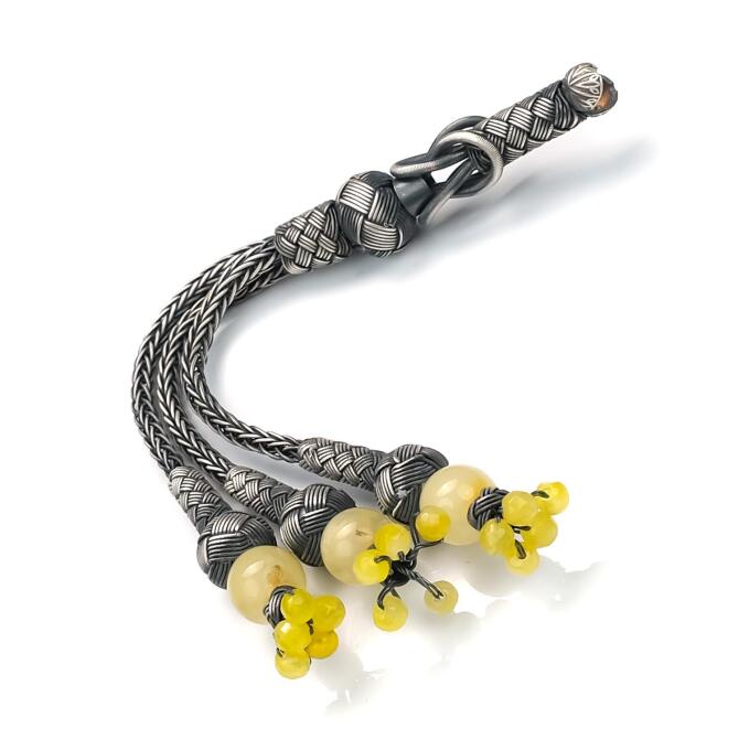 Üçlü Kamçı Damla Taneli Kazaz Tesbih Püskülü - Tesbihcibaba