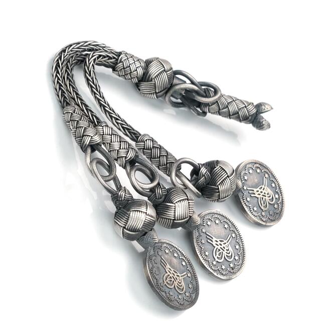 Üçlü Osmanlı Lira Tasarım El Örmesi Kazaz Tesbih Püskülü - Tesbihcibaba