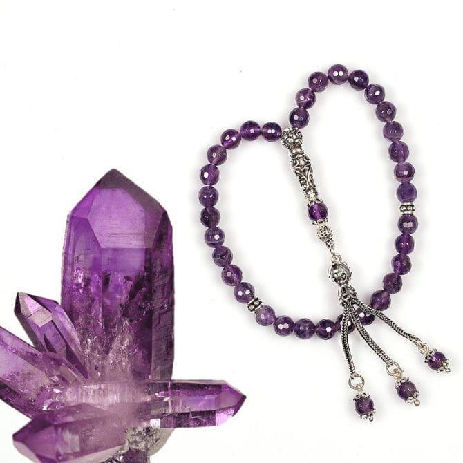 Ufak Boy Kristal Kesim Ametist Tesbih - Tesbihcibaba