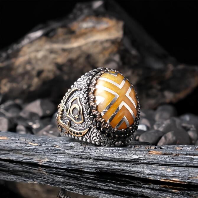 Ulubey Hakan Model Taşlı Gümüş Yüzük - Tesbihcibaba