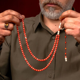 Üst Düzey 99'lu Misket Kesim Mercan Namaz Tesbihi - 1