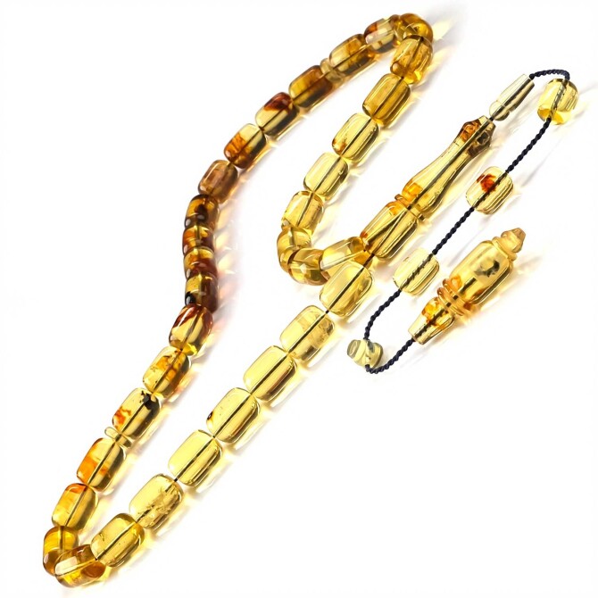 Usta İşçiliği İle Sky Blue Dominik Damla Kehribar Tesbih - Tesbihcibaba