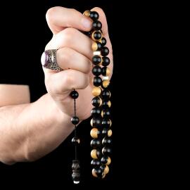 Usta İşçilikli İşlemeli İmame Benekli Abanoz Ağacı Tesbih - 2