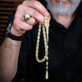 Usta İşi Badem Model Damla Kehribar Tesbih - 2